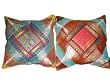 2 Cushion Cover Rust Brown Vintage Silk Sari Toss Pillow Shams
