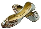 FREE ANKLET with Starlite Ladies / women Beaded & Diamante Silver Leather Khussa Fashion Shoes / Pumps