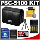 Canon PowerShot PSC-5100 Soft Leather Carrying Case + (4) Batteries & Charger + 8GB Card + Tripod + Accessory Kit for SX100 IS & SX110 IS Digital Cameras