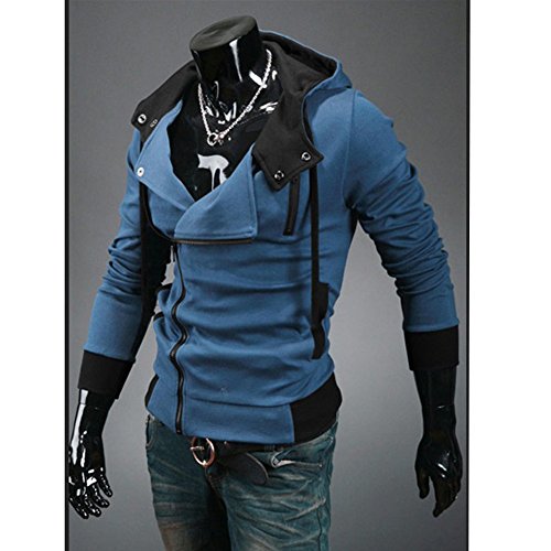 Amoin Men's Fashion Oblique Zipper Hoodie Casual Top Coat
