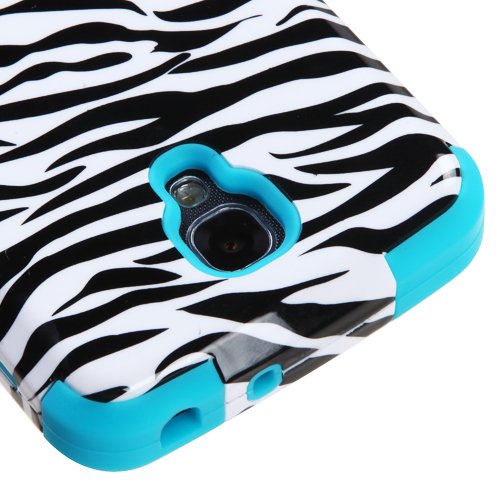 LG Volt Case, Rock Me Wireless (TM) 3 items Bundle - Screen Protector, 24K Gold Plating Electromagnetic Waves Blocking Sticker and Triple Layers Protective Case for LG Volt LS740. (Zebra / Teal)