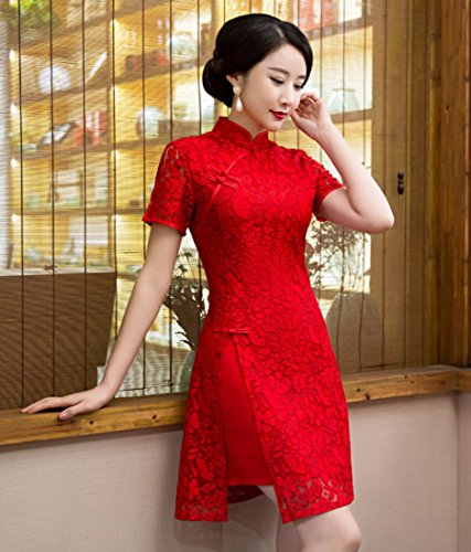 Wincolor-Womens-Short-Sleeve-Floral-Lace-Qipao-Wedding-Dress-Chinese-Traditional-Cheongsam