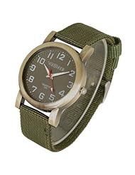 XMAS STOCK SALE!!! Bargain Super SALE! HOT PICK 2014!Military Army Green Fabric Canvas Men Women Sport Wrist Watch Analog Clock Hours by KBL Limited