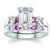 2.92 CT EMERALD DIAMOND W ROUND PINK SAPPHIRE RING SET