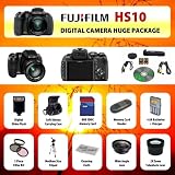 Fujifim HS10 10MP Digital Point and Shoot Camera (Black) + Wide Angle Lens + 2x Telephoto Lens + Filter Kit + Digital Flash + 8GB SD Card + Card Reader + Carrying Case + Tripod + Starter kit & MUCH MORE!