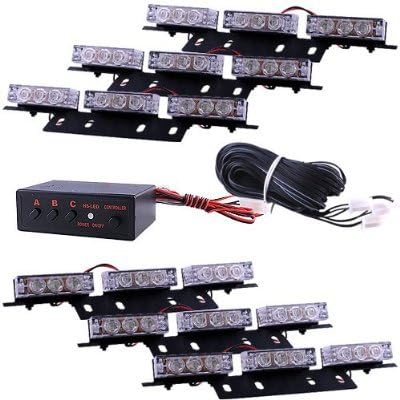 NadoTuning 54 x Ultra Bright Amber LED Emergency Warning Use Flashing Strobe Lights Bar For Windshield Dash Grille