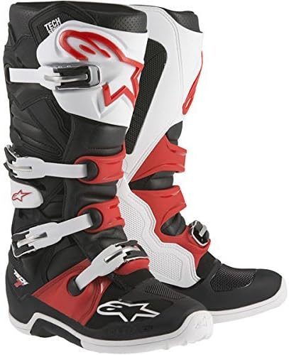 Alpinestars Adult MX Tech 7 Motocross Boots Black White Red Size 7