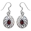 Garnet Jewelry Sterling Silver Earrings 1.25 inches (erg059)