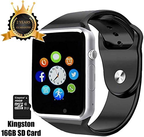 Smart Watch A1 Phone Bluetooth with 16GB SD Card and SIM Card Slot for Android Samsung S5 S6 Note 4 5 HTC Sony LG and iPhone 5 5S 6 6 Plus Smartphones (Black)