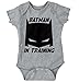 Brisco Brands Bat in Training Funny Superhero Comic Nerd Romper Bodysuit