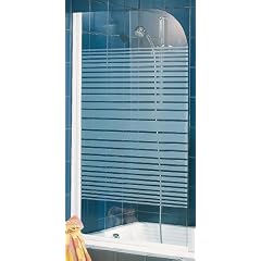 Schulte D1650 04 72 Badewannenfaltwand 1-teilig, H 140 x B 80 cm, Echtglas Dekor Querstreifen, alpinwei�