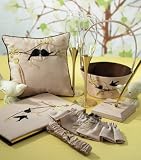 Love Bird Wedding Collection Guest Book, Pen, Ring Pillow, Basket, Garters 5 piece Set