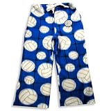 Grandma Pajama Pants - Girls Polar Fleece Volleyball Pajama Pant, Royal, White, Black