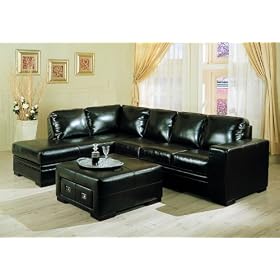 Sectional Sofa with Chaise on Left in Dark Brown Leather - Coaster by Coaster
