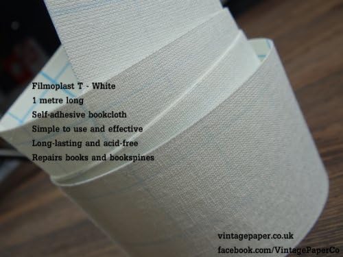 Filmoplast T - Bookbinding Cloth, Acid-free Book Spine Repair Tape (White) 1 Meter x 3cm - Free Delivery
