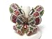 Beautiful XX-Large Multi-Colored Crystal Butterfly Fashion Ring with Unique Stretch Band ~ Gold Tone