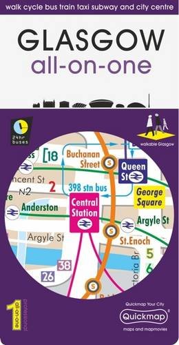 Glasgow All-On-One Map: Walk Cycle Bus Train Taxi Subway and City Centre