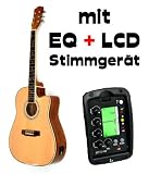 Zoom Produkt-Bild: Elektro Akustik Western Gitarre ZEBRA mit eingebautem LCD Stimmger&auml;t und Preamp 4 Band Tonabnehmer, Rosenholz Griffbrett