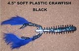 4.5 Soft Plastic Crawfish - (10 Pack) Black with various tail colors