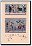 Framed Art Poster 20x30, Traditional Dress of Medieval Europe