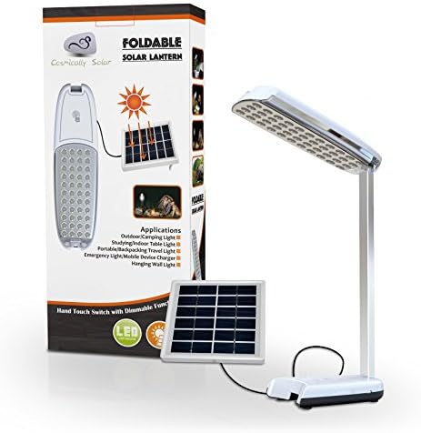 Cosmically Solar - Foldable Solar Lantern - 44 LED Lights - Portable for Camping - Great Desk Lamp or Computer Light - Charges By Sunlight, DC or USB - Mobile Device Charger - 1-year Guarantee