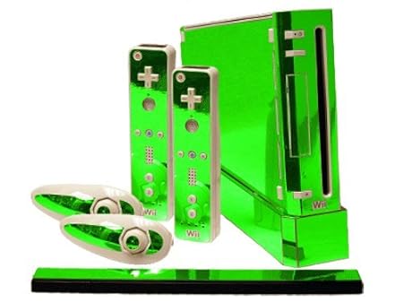 Nintendo Wii Skin - NEW - LIME CHROME MIRROR system skins faceplate decal mod