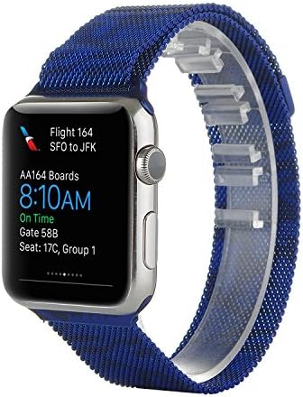 ESKK® Fashion Apple Watch Replacement Band, 42mm Milanese Loop Stainless Steel Bracelet Strap Band for Apple iwatch Unique Magnet Clasp Design No Buckle Needed (Camouflage Blue-42mm)