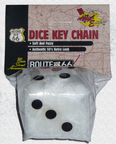 Cobbs White Fuzzy Dice Key Chain (Main Street Accessories, Nostalgic Editions)
