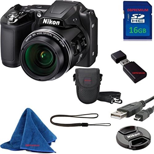 Nikon COOLPIX L840 Digital Camera with 38x Optical Zoom and Built-In Wi-Fi (Black) (NEW, WHITE BOX) DBPREMIUM Value Bundle with Microfiber Cleaning Cloth + 16GB DBPREMIUM Memory + Reader + Case