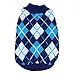 PanDaDa Small Pet Dog Plaid Style Sweater Knitwear Coat Apparel Dark Blue XXS