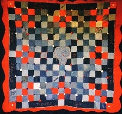 Love and Blue Jeans -- Large Fabric Art/Mixed Media Wall Hanging