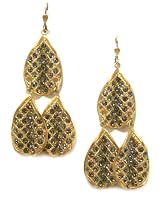 Catherine Popesco 14K Gold Plated 2 Tiered Chandelier Black Diamond Swarovski Crystal Dangle Earrings