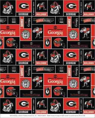 College University of Georgia Bulldogs 012 Print Fleece Fabric