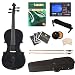 Cecilio 4/4CVN-Black+SR+92D+FB1 Ebony Fitted Solid Wood Metallic Black Violin +Tuner, Bows, Shoulder Rest, Lesson Book+DVD (Full Size) - Black
