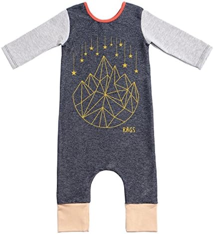 Rags to Raches - 3/4 Sleeve Romper - 'Geostar' / Mustard - 12-18 Month