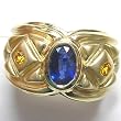 14K Yellow Gold Blue and Gold Sapphire Ring