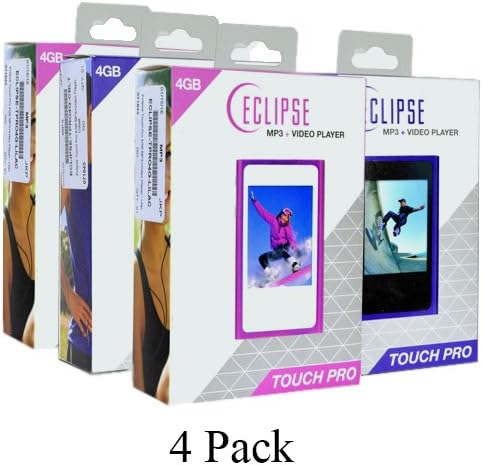 4 Pack Eclipse Touch Pro 4GB MP3 USB 2.0 Digital Music/Video Player w/FM Radio