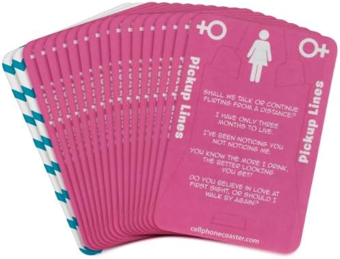 Cellphone Coaster 3-3/8-Inch by 5-Inch Paper Board Easy-to-Prop-up Coasters, Pick-up Lines to Use on Men, Version A, Pack of 18