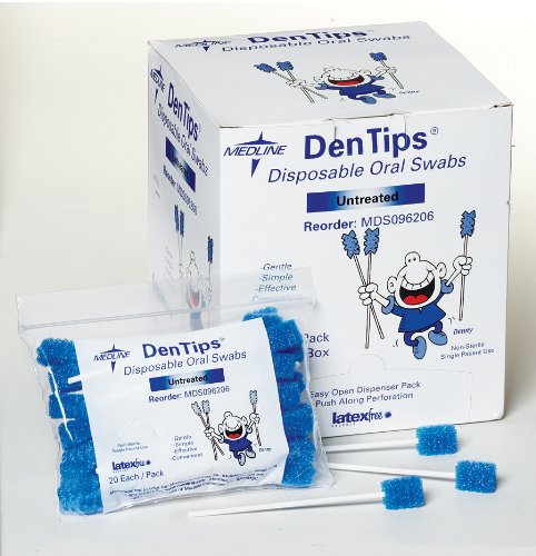 Dentips Disposable Oral Swabs, UNTREATED, BLUE, 1000/CS On Sale
