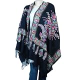 Womens Shawls Kashmir Sozuni Embroidered Wool Wrap 26 x 75 inches