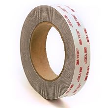 CS Hyde 3M 4941 Very High Bond Conformable Acrylic Foam Tape, Double-Sided VHB Acrylic Adhesive, Liner, 45 mil Thick, Dark Grey, 1" Width, 5 Yard Roll