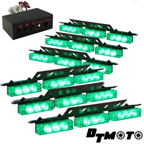 Green 54x LED Emergency Vehicle Warning Strobe Lights 1 set Tom