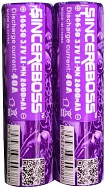 E-SYB(Sincereboss) 18650 2800mAh 40A High Drain Flat Top Rechargeable Batteries Pack of 2