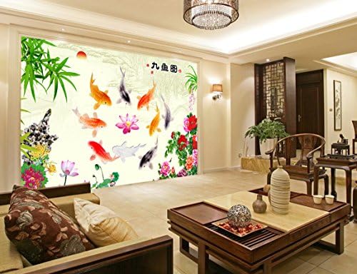 Nine Colorful Goldfishes Swim In Lotus Pond Prints On Canvas Landscape Pictures Oil For Home Modern Decoration For Bedroom
