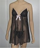 FELINA FLIRTY POLKADOT SHEER BABYDOLL,LARGE