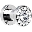 4 Gauge Stainless Steel Clear CZ Screw Fit Tunnel
