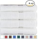 4 Premium Extra Large Bath Towels 100% Cotton, Soft and Absorbent - White