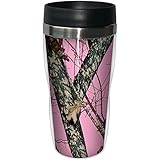 Tree-Free Greetings 77618 Pink Break Up by Mossy Oak Camo Vintage Art Sip 'N Go Travel tumbler, 16-Ounce, Stainless Steel, Multicolored
