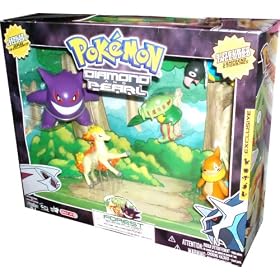 PokeMon Diamond an Pearl Exclusive 5 Pack Figure Set - Forest Scene Playset with Ponyta, Carnivine, Chatot, Buizel and Gengar
