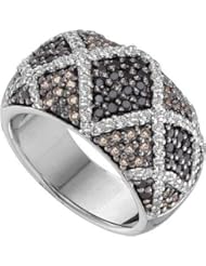 1.50 Carat (ctw) 14k White Gold Round Cognac & White Diamond Ladies Right Hand Fashion Band 1 1/2 CT